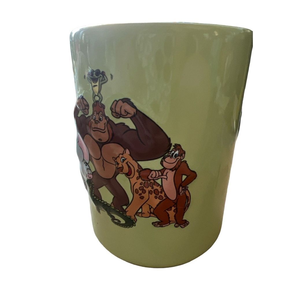Rainforest Cafe 3D Embossed Mug Cup Elephant Gorilla Frog Bird Animals 16‎ oz